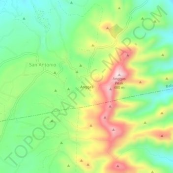 Anggas topographic map, elevation, terrain