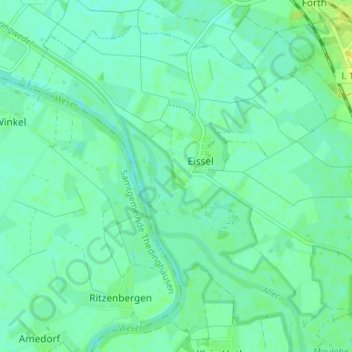 Klein Eissel topographic map, elevation, terrain