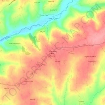 Croas Menez Bris topographic map, elevation, terrain