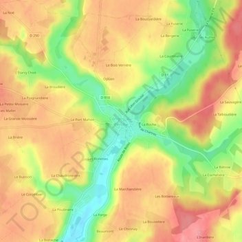 Longny-au-Perche topographic map, elevation, terrain
