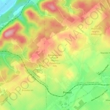 Ponderosa Hills topographic map, elevation, terrain