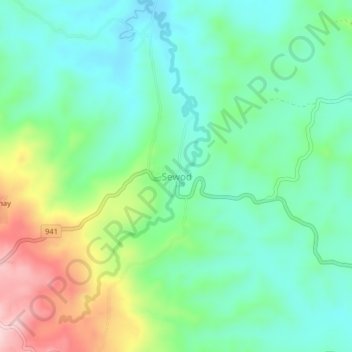 Sewod topographic map, elevation, terrain