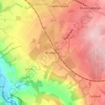 Braidwood topographic map, elevation, terrain