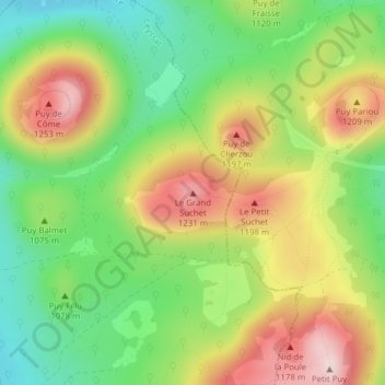 Le Grand Suchet topographic map, elevation, terrain