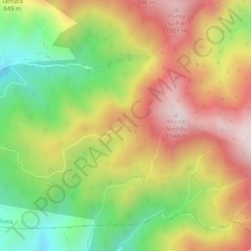 Fonte Monti Nieddu topographic map, elevation, terrain
