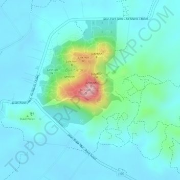 Bukit Mor topographic map, elevation, terrain