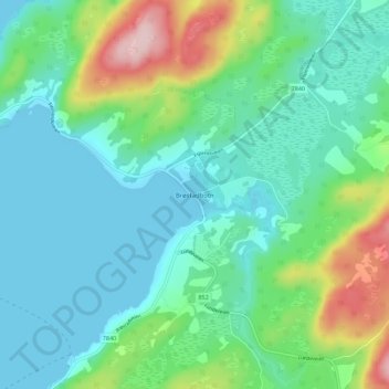 Brøstadbotn topographic map, elevation, terrain