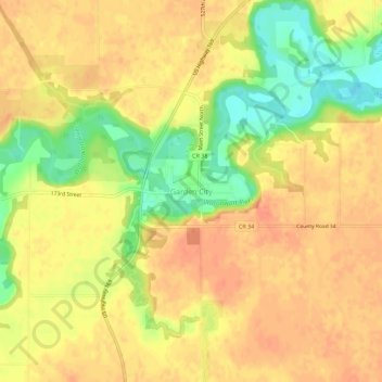 Garden City topographic map, elevation, terrain