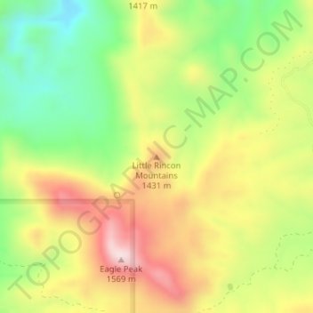 Little Rincon Mountains topographic map, elevation, terrain