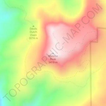 Monroe Peak topographic map, elevation, terrain