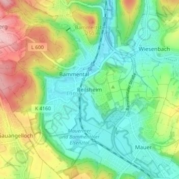 Reilsheim topographic map, elevation, terrain