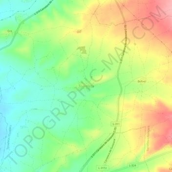 Torrefeta topographic map, elevation, terrain