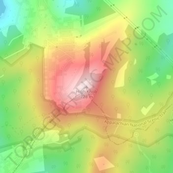 High Knob topographic map, elevation, terrain