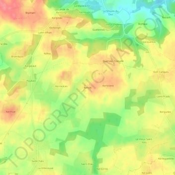 Kervac topographic map, elevation, terrain
