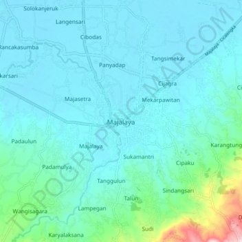Majalaya topographic map, elevation, terrain