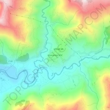 Kharanitar VDC topographic map, elevation, terrain