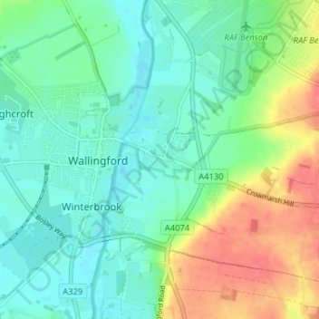Crowmarsh Gifford topographic map, elevation, terrain