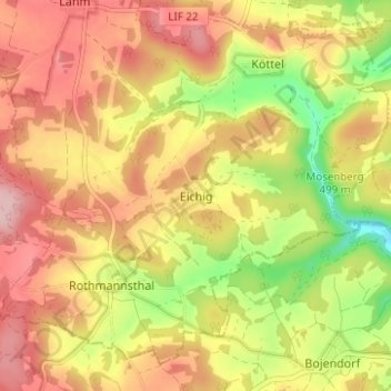Eichig topographic map, elevation, terrain