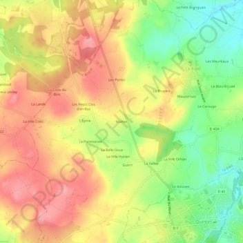 Malher topographic map, elevation, terrain