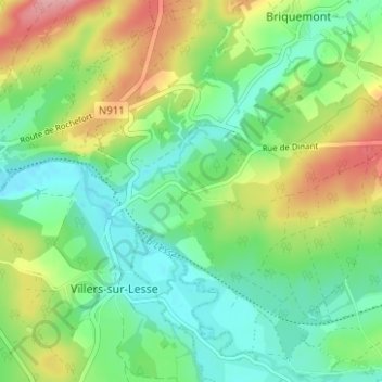 Jamblinne topographic map, elevation, terrain