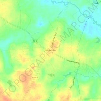 Great Branch topographic map, elevation, terrain