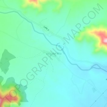 Villa del Río topographic map, elevation, terrain