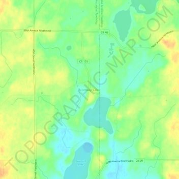 Norway Lake topographic map, elevation, terrain