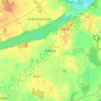Brekling topographic map, elevation, terrain