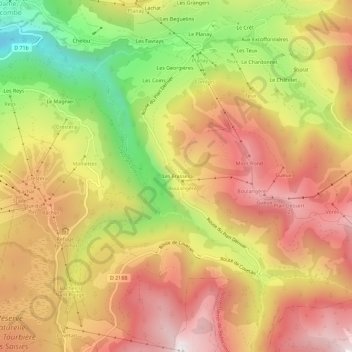 Les Frasses topographic map, elevation, terrain
