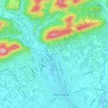 Solighetto topographic map, elevation, terrain