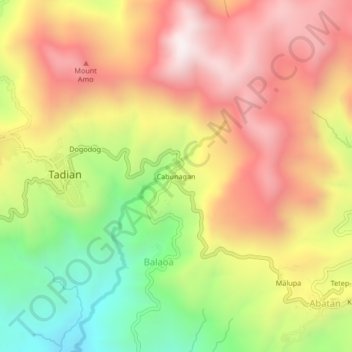 Cabunagan topographic map, elevation, terrain