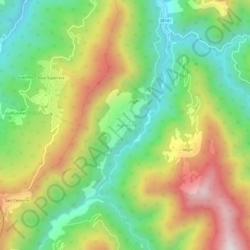 Agneto topographic map, elevation, terrain