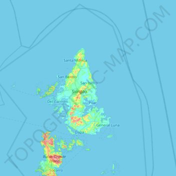 Siargao Islands topographic map, elevation, terrain