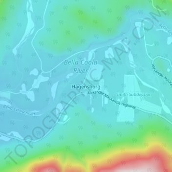 Hagensborg topographic map, elevation, terrain
