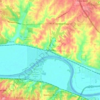 Parkville topographic map, elevation, terrain