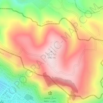 Mount Ebal topographic map, elevation, terrain