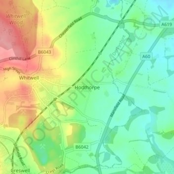 Hodthorpe topographic map, elevation, terrain