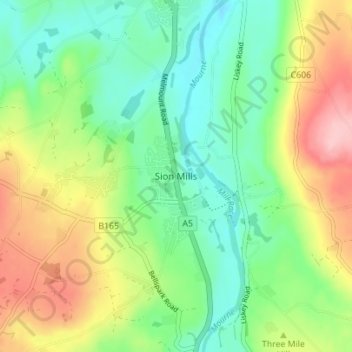 Sion Mills topographic map, elevation, terrain