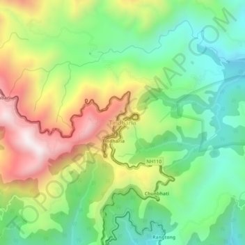 Tindharia topographic map, elevation, terrain