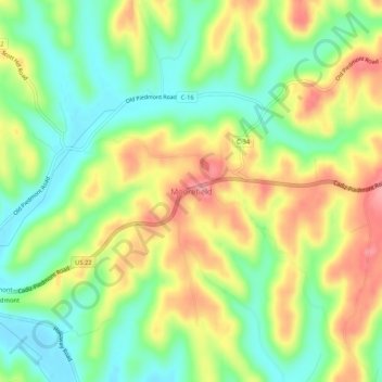 Moorefield topographic map, elevation, terrain