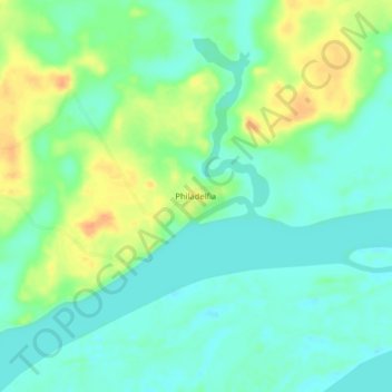 Philadelfia topographic map, elevation, terrain