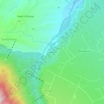 Samahan topographic map, elevation, terrain