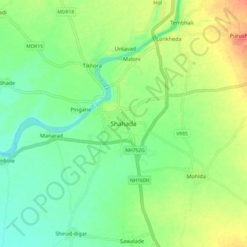 Shahada topographic map, elevation, terrain