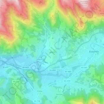 Lekaroz topographic map, elevation, terrain