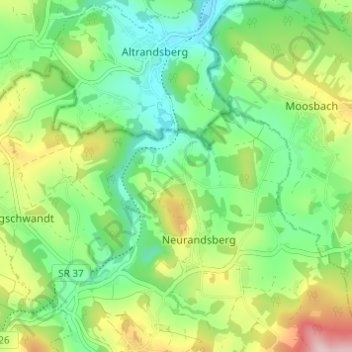 Kellburg topographic map, elevation, terrain