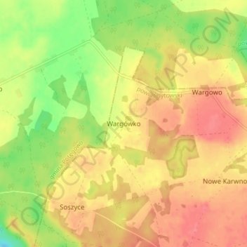 Wargówko topographic map, elevation, terrain