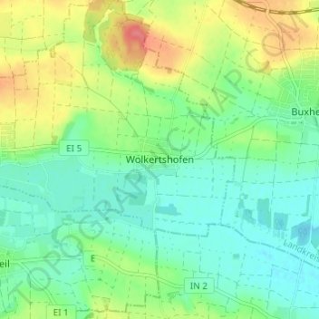 Wolkertshofen topographic map, elevation, terrain