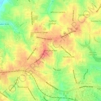 Madison Woods topographic map, elevation, terrain