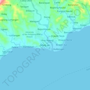 Miagao topographic map, elevation, terrain