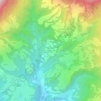 Lamosano topographic map, elevation, terrain